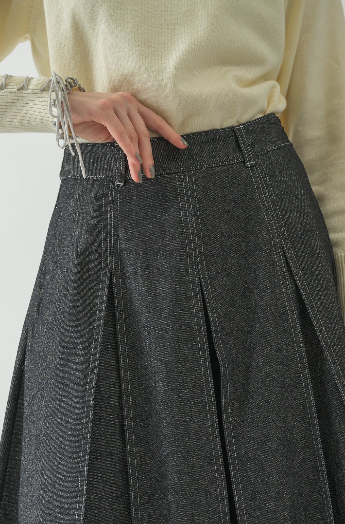 made in Japan tuck denim skirt – idem