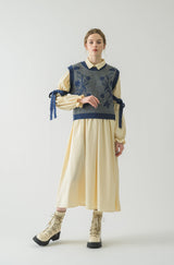 flower jacquard 2way vest