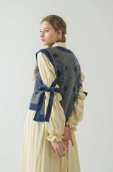 flower jacquard 2way vest