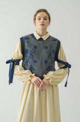 flower jacquard 2way vest