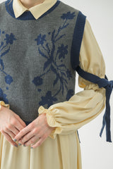 flower jacquard 2way vest