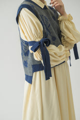 flower jacquard 2way vest