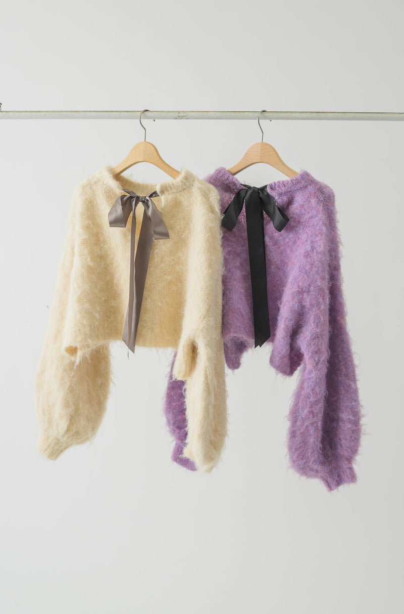 back ribbon mohair knit