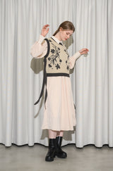 flower jacquard 2way vest