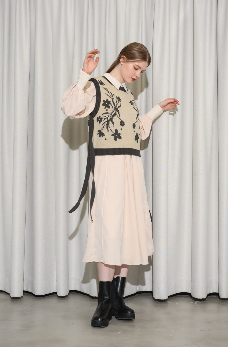 flower jacquard 2way vest