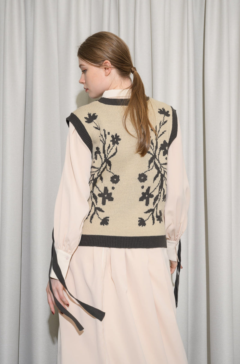 flower jacquard 2way vest