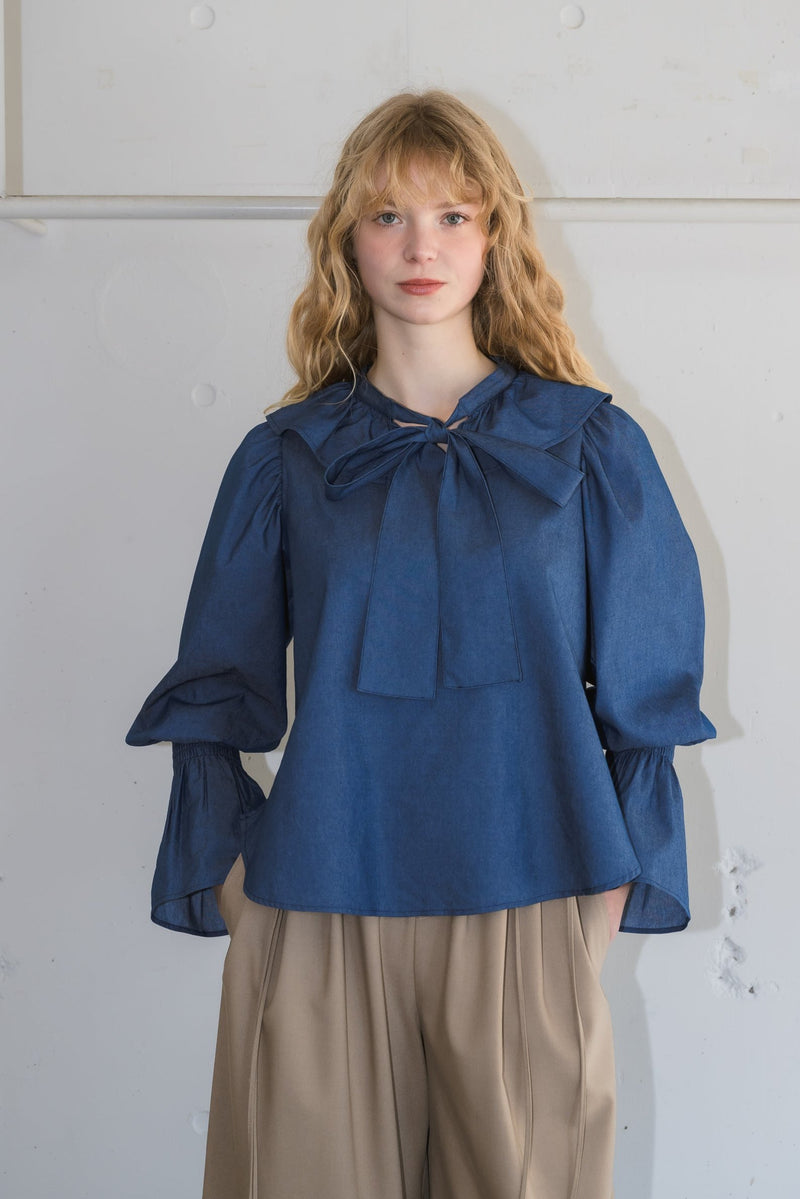 bowtie ribbon frill blouse