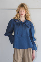 bowtie ribbon frill blouse