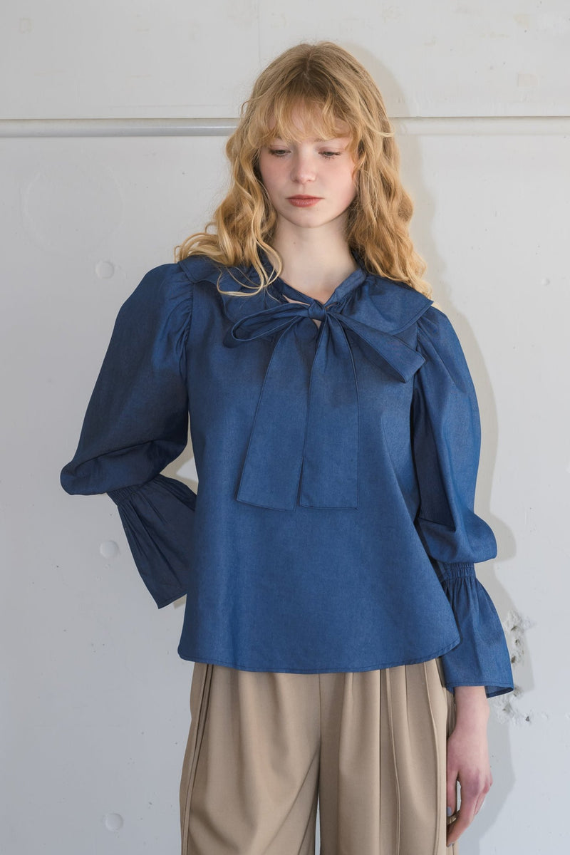 bowtie ribbon frill blouse