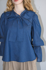 bowtie ribbon frill blouse