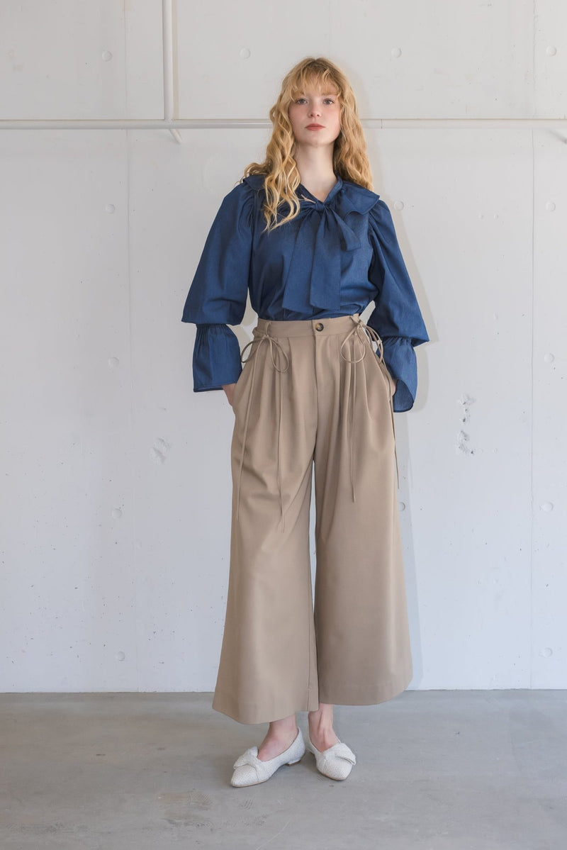 ribbon belt wide pants