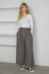 ribbon belt wide pants