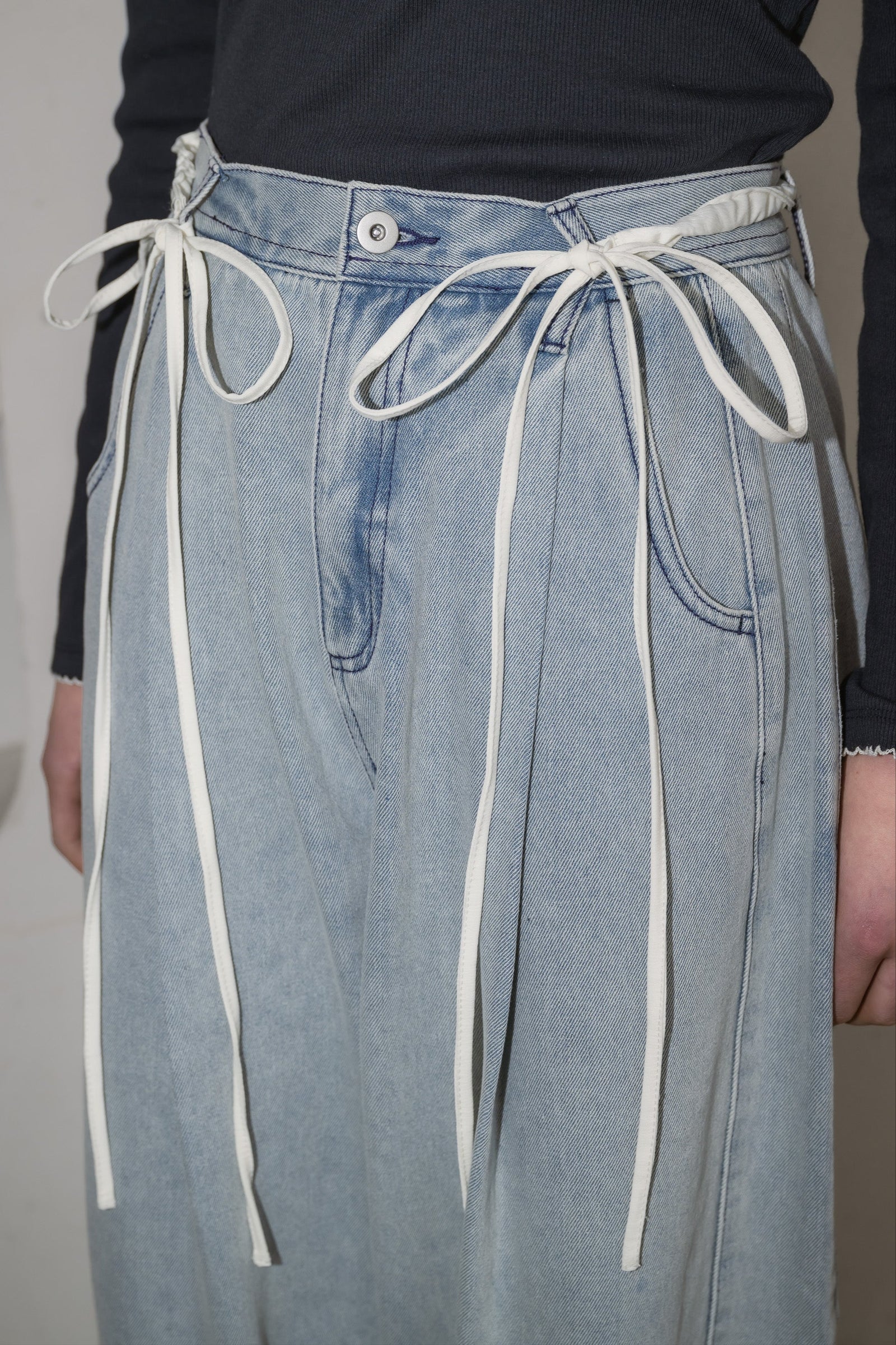 curve denim ribbon pants – idem