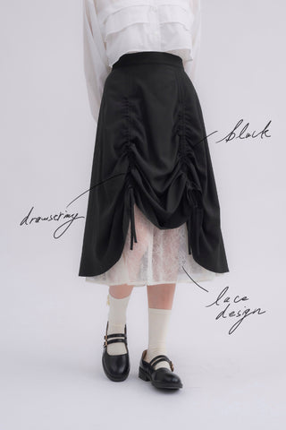 lace layered drawstring skirt (NEW COLOR)