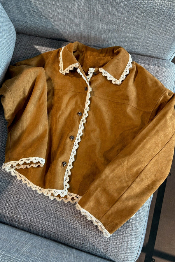 piping lace suede jacket