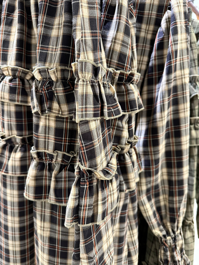 check frill tiered skirt