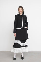 asymmetry lace frill skirt