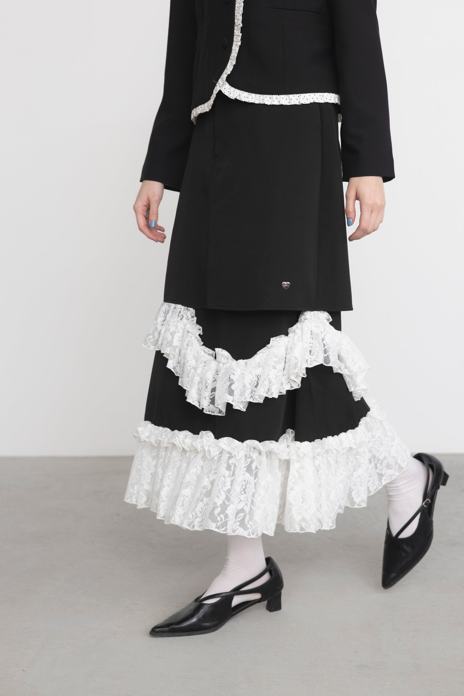 asymmetry lace frill skirt – idem