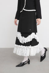 asymmetry lace frill skirt