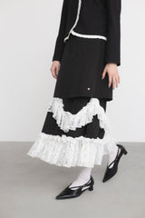 asymmetry lace frill skirt