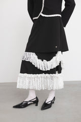 asymmetry lace frill skirt