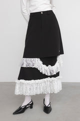 asymmetry lace frill skirt