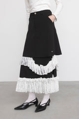 asymmetry lace frill skirt