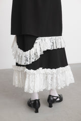 asymmetry lace frill skirt