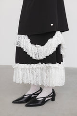 asymmetry lace frill skirt