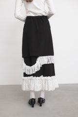 asymmetry lace frill skirt