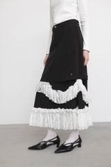 asymmetry lace frill skirt