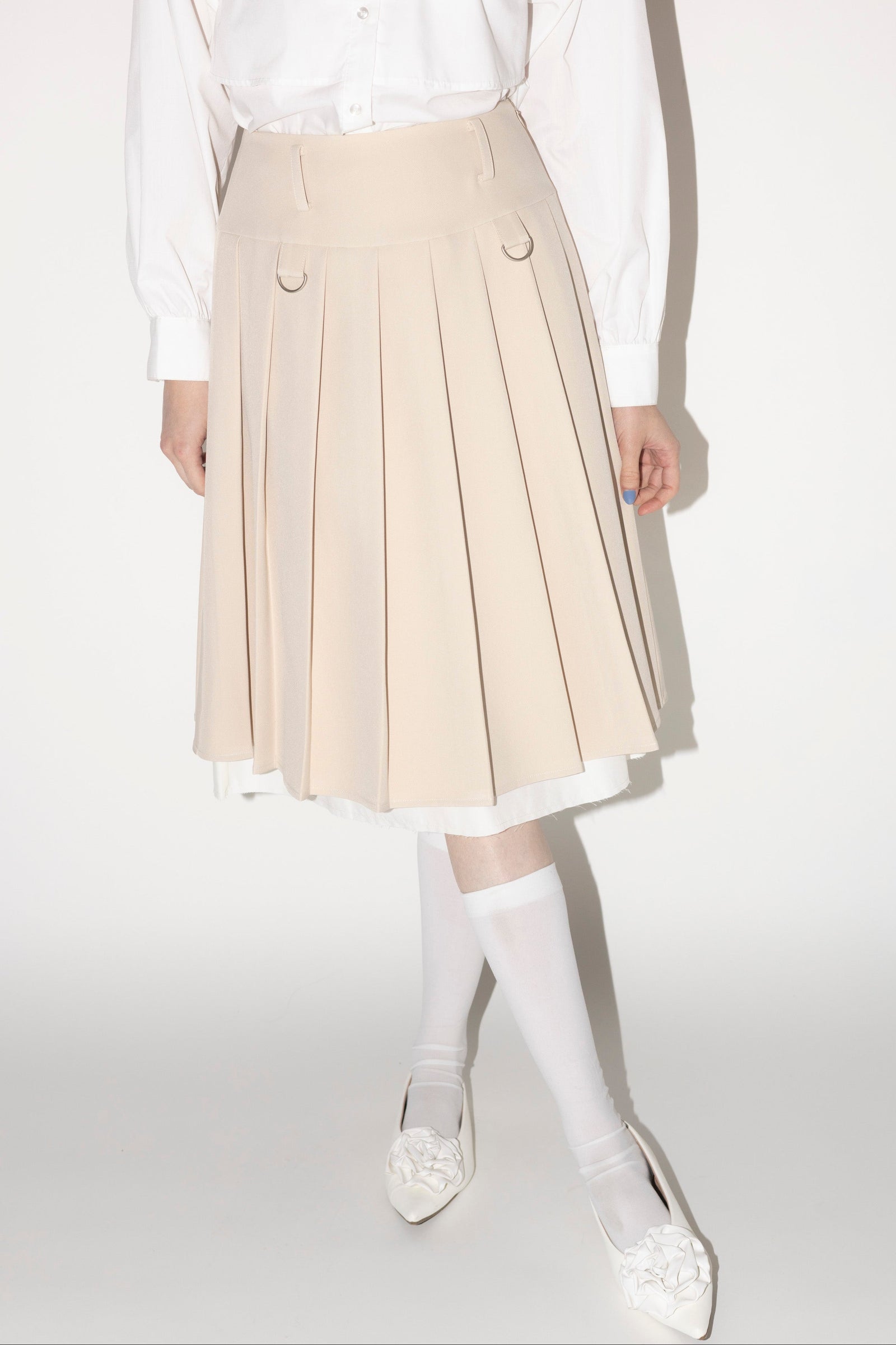 スカート AM1033 Amanda pleats skirt beige ANDMARY】Amanda pleats skirt