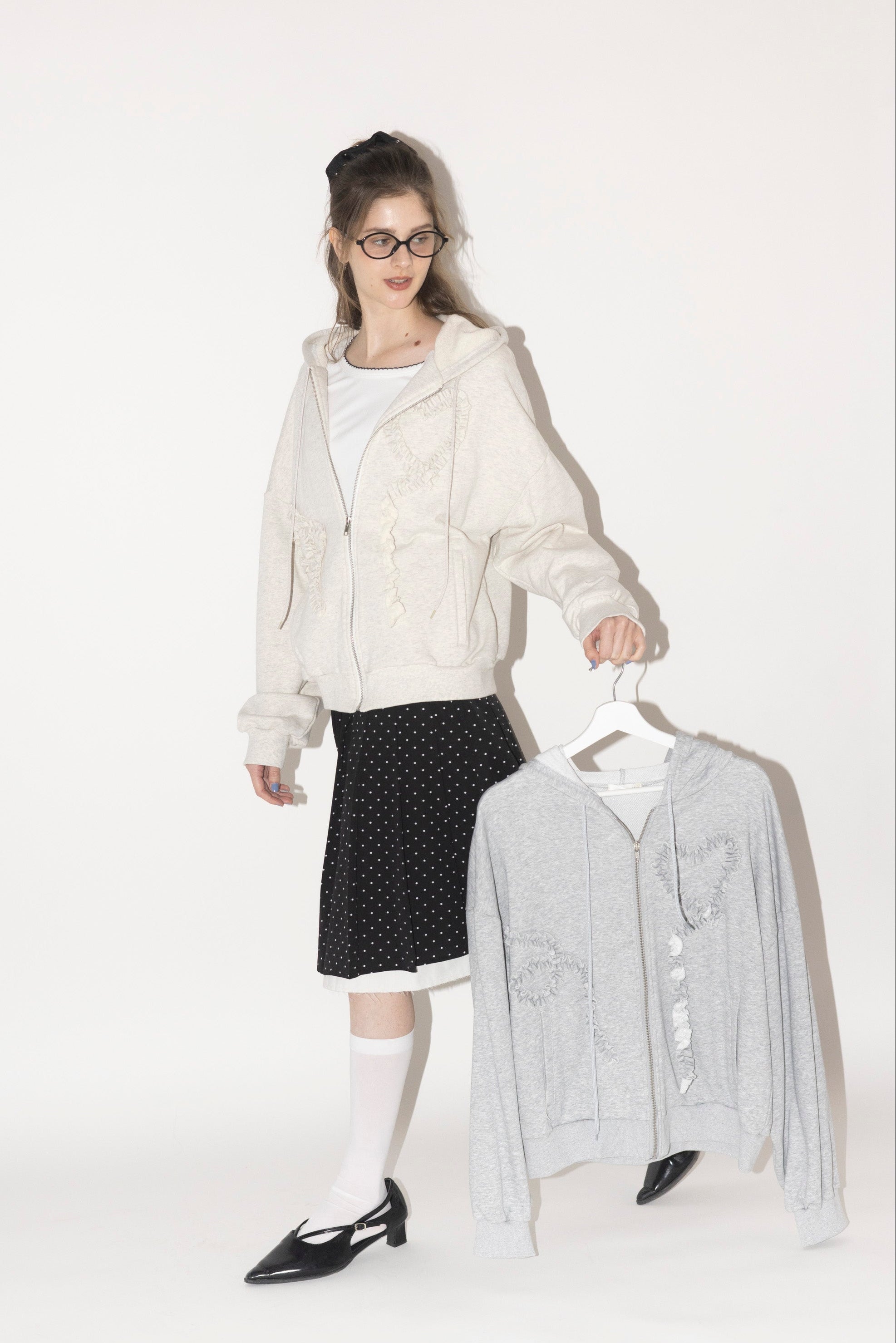 heart frill hoodie