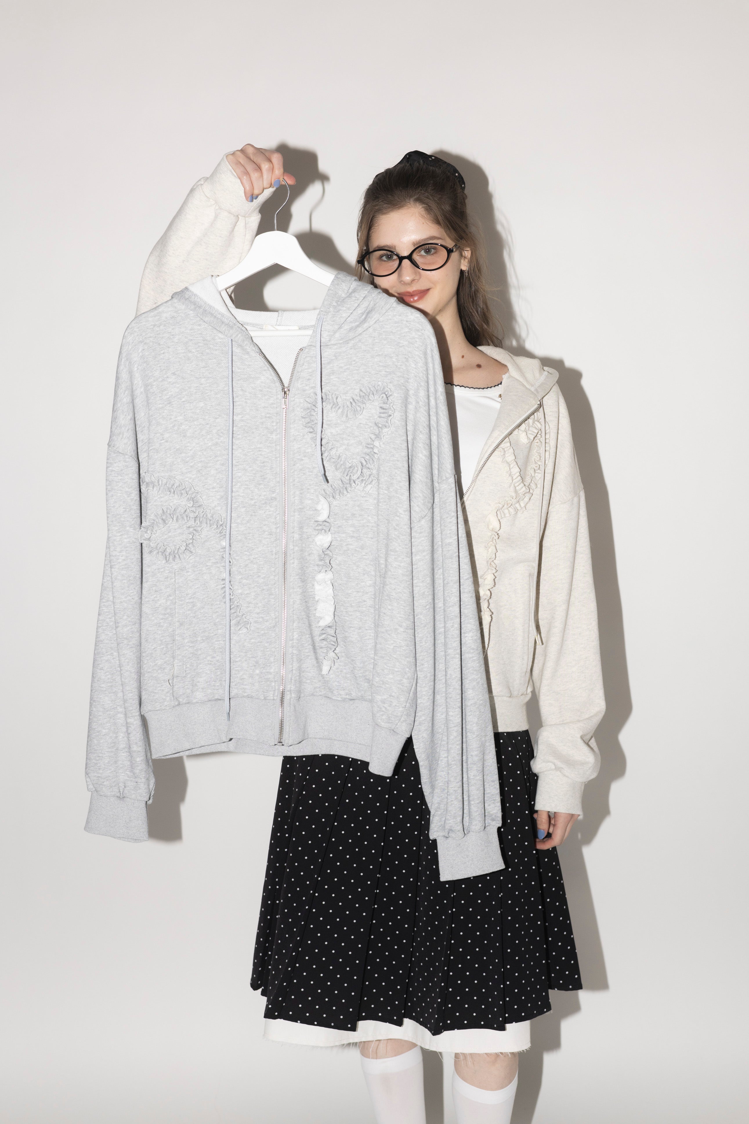 heart frill hoodie