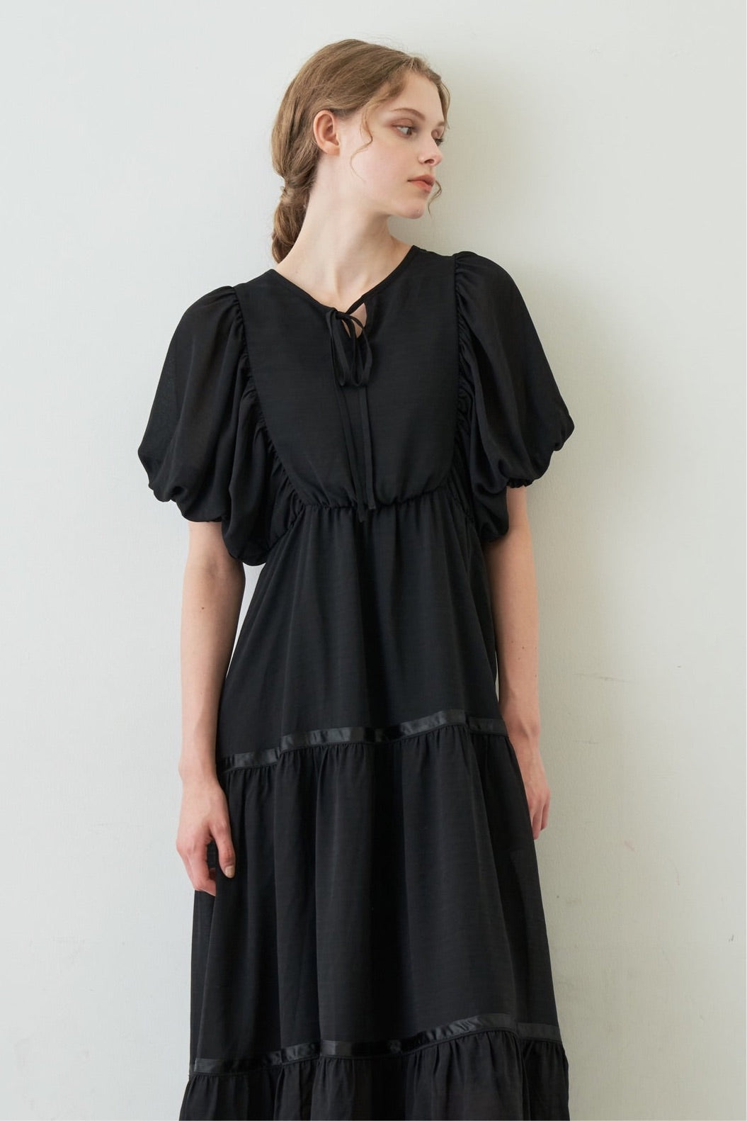 volume sleeve chiffon onepiece