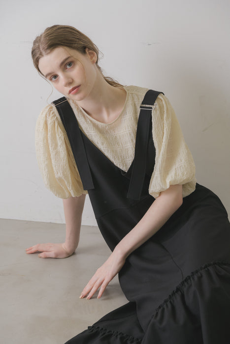 suspenders tiered jumper skirt
