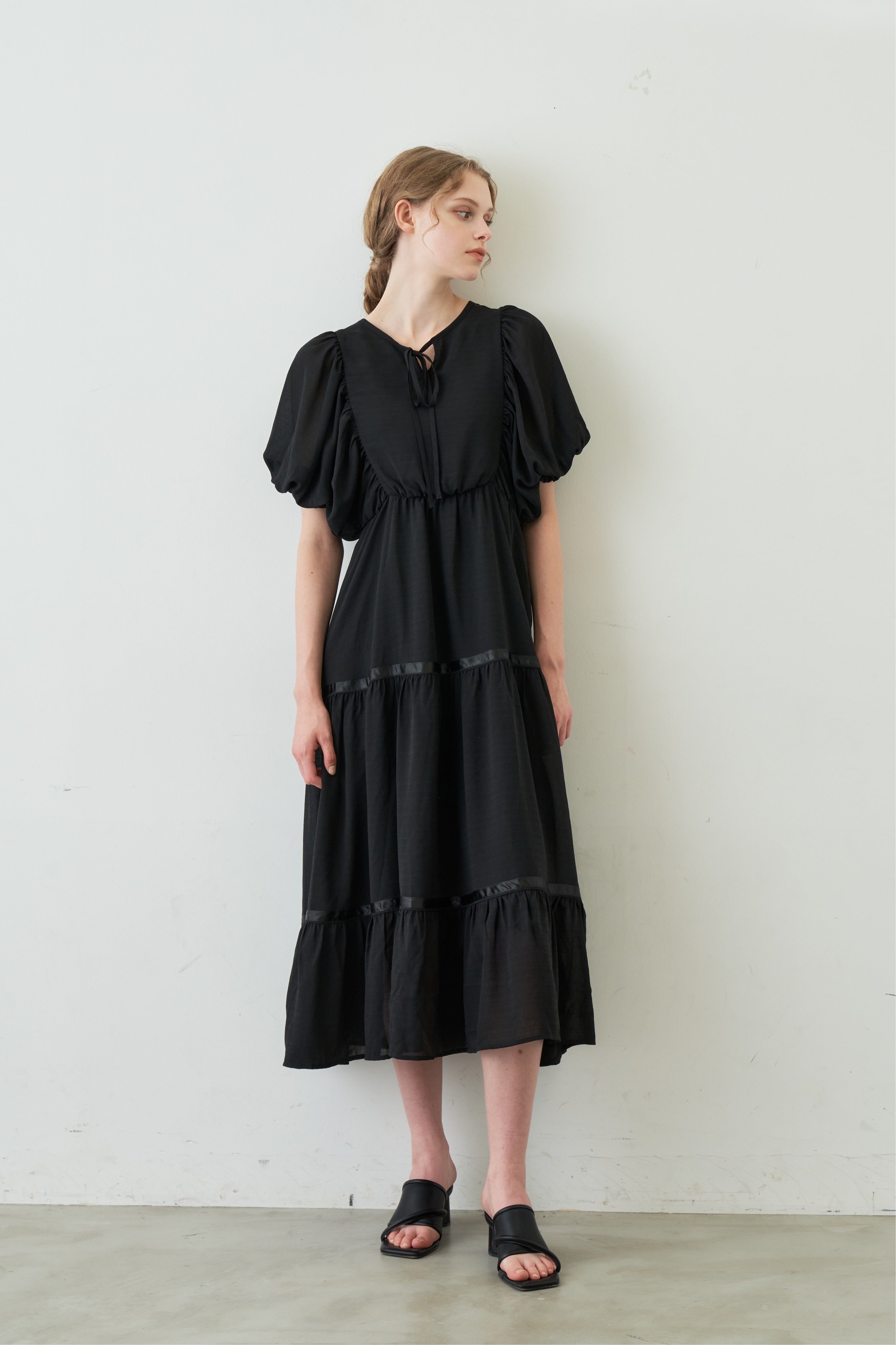 volume sleeve chiffon onepiece