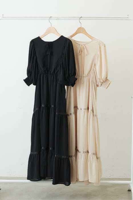 volume sleeve chiffon onepiece