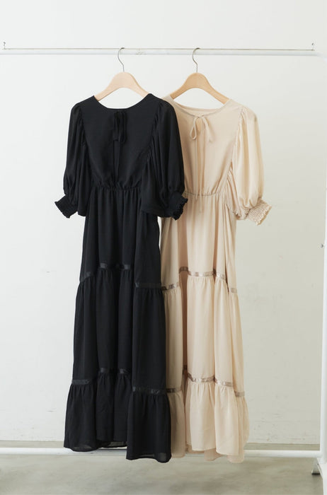 volume sleeve chiffon onepiece