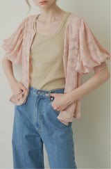 sheer jacquard volume blouse