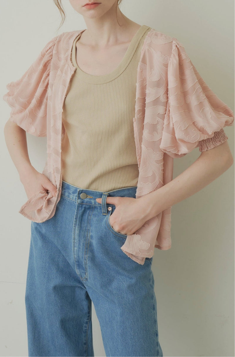 sheer jacquard volume blouse