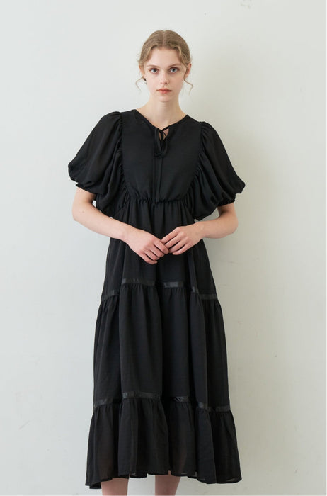 volume sleeve chiffon onepiece
