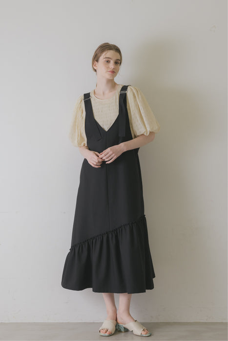 suspenders tiered jumper skirt
