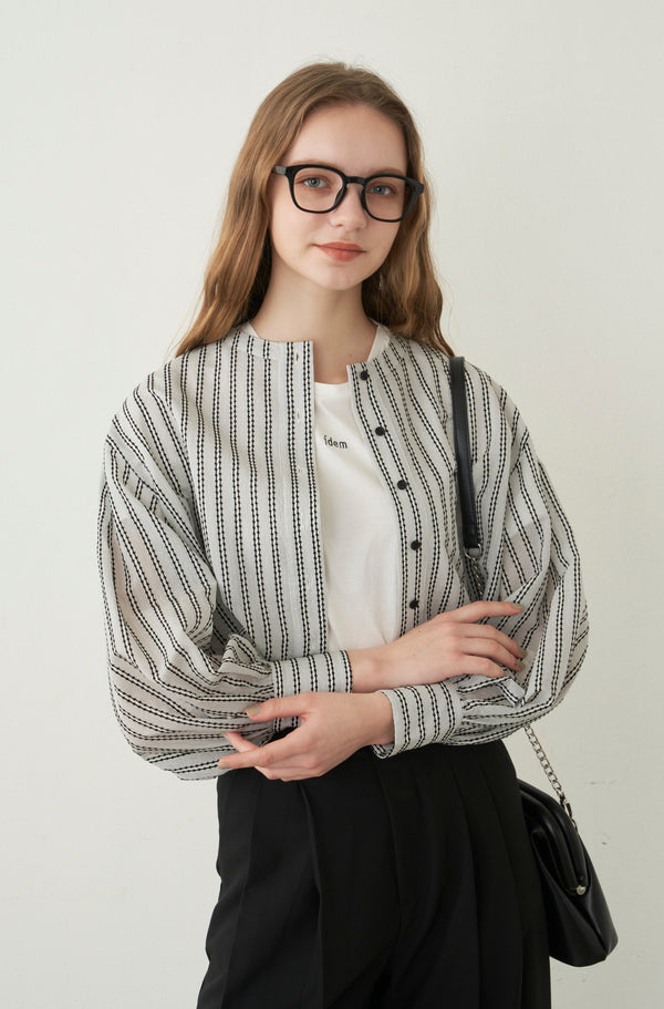 stripe short blouse