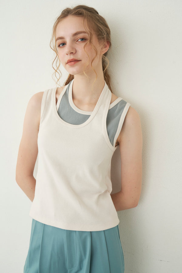 asymmetry bicolor tank top