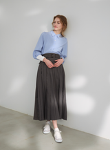 belted pleats skirt