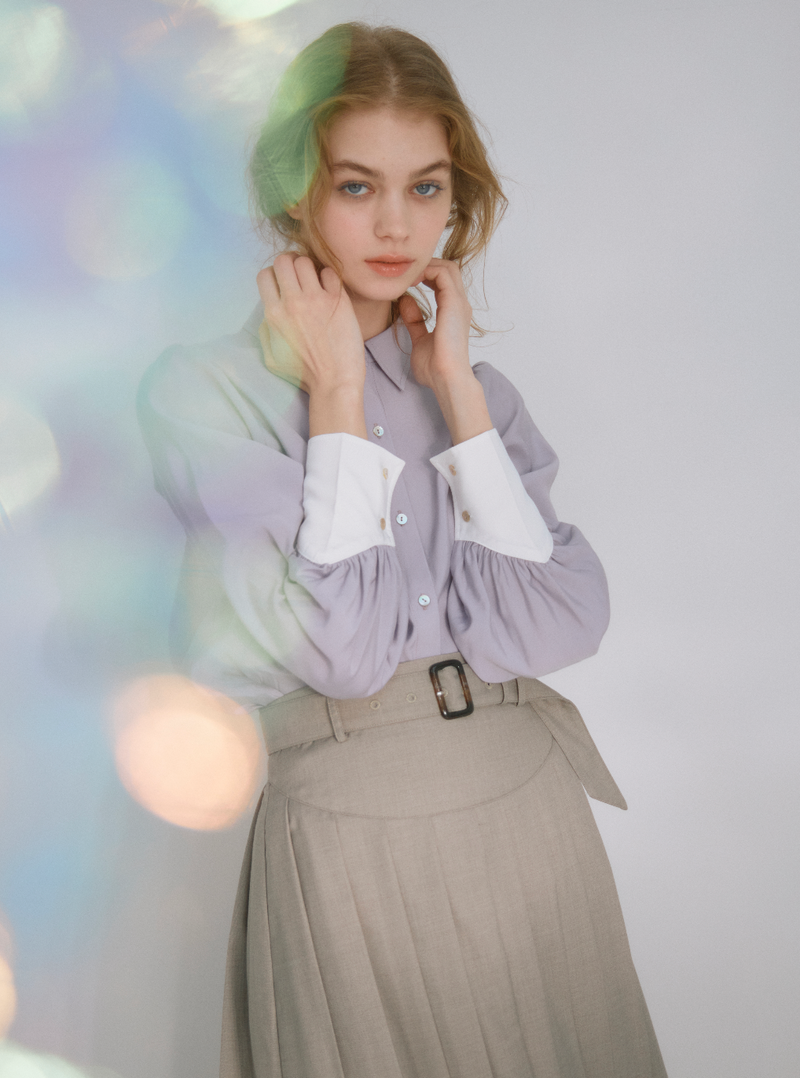 belted pleats skirt