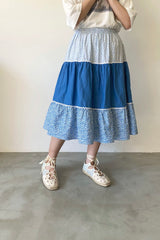 〈vintage〉little flower tiered skirt