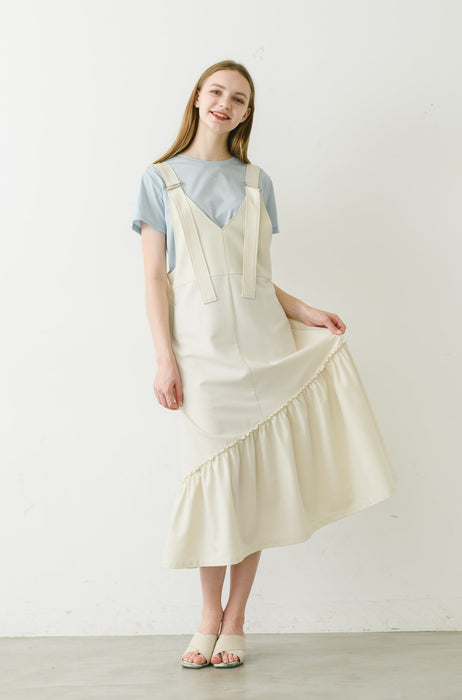 suspenders tiered jumper skirt